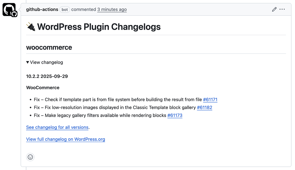 WP Packages Changelog GitHub Action - bedrock - Roots Discourse
