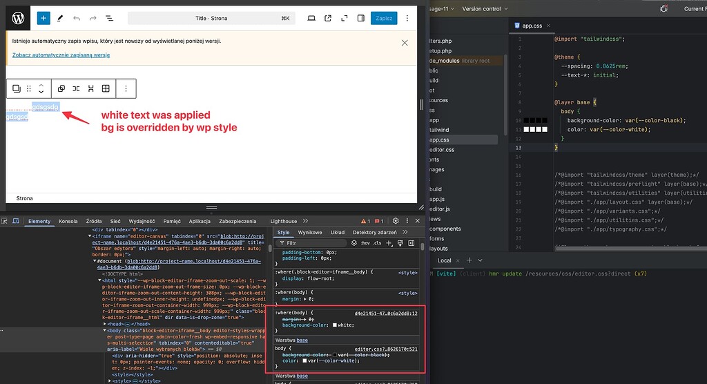 Styles from editor.css in editor being overridden by editor styles ...